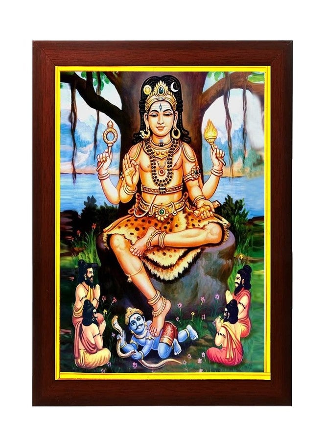 ZIG-ZAG zig zag God Dakshinamurthy/Dakshinamoorthy Large Photo With Frame For Wall Hanging/Pooja Room Size Big (18x26 inches, Acrylic Glass) Brown - Image 1